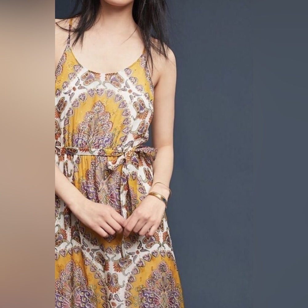 Anthropologie Medallion Shimmer Maxi Dress